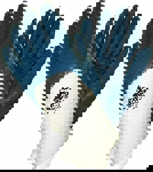 Chemical Resistant Gloves: Size Large, 18.00 Thick, Nitrile, Supported,